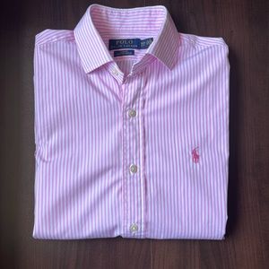 Polo Ralph Lauren Pink Striped Slim Fit Long Sleeved Shirt Excellent Condition
